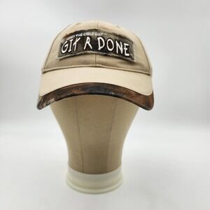 Larry The Cable Guy Git-R-Done Baseball Cap Tan Camo Adjustable Hat